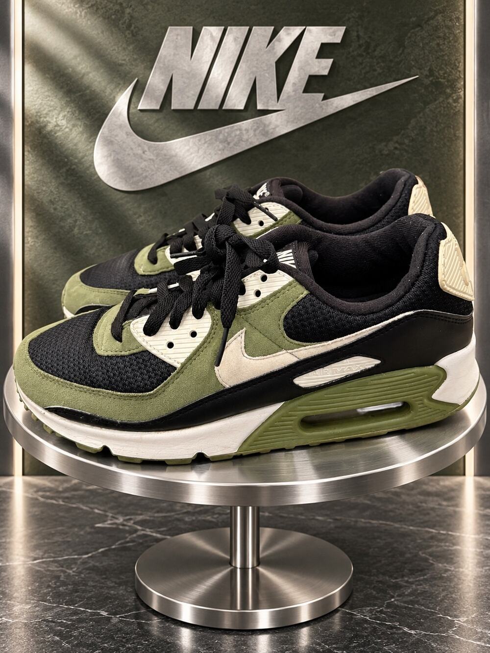 Nike Air Max 90 By You Custom Black Green White Men’s Size 8.5 CT3621-991